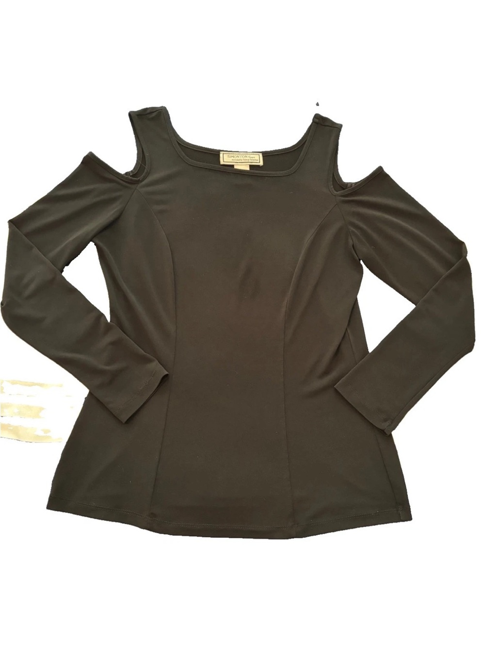 Simonton Says Women’s Cold-Shoulder Long Sleeve Top in Black